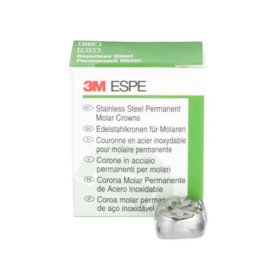 3M ESPE Stainless Steel Permanent Molar Crowns, Upper Right First Permanent Molar, 5 Crowns