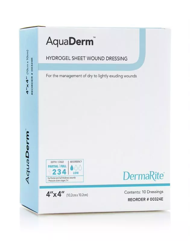 AquaDerm Hydrogel Sheet Wound Dressing 4 x 4