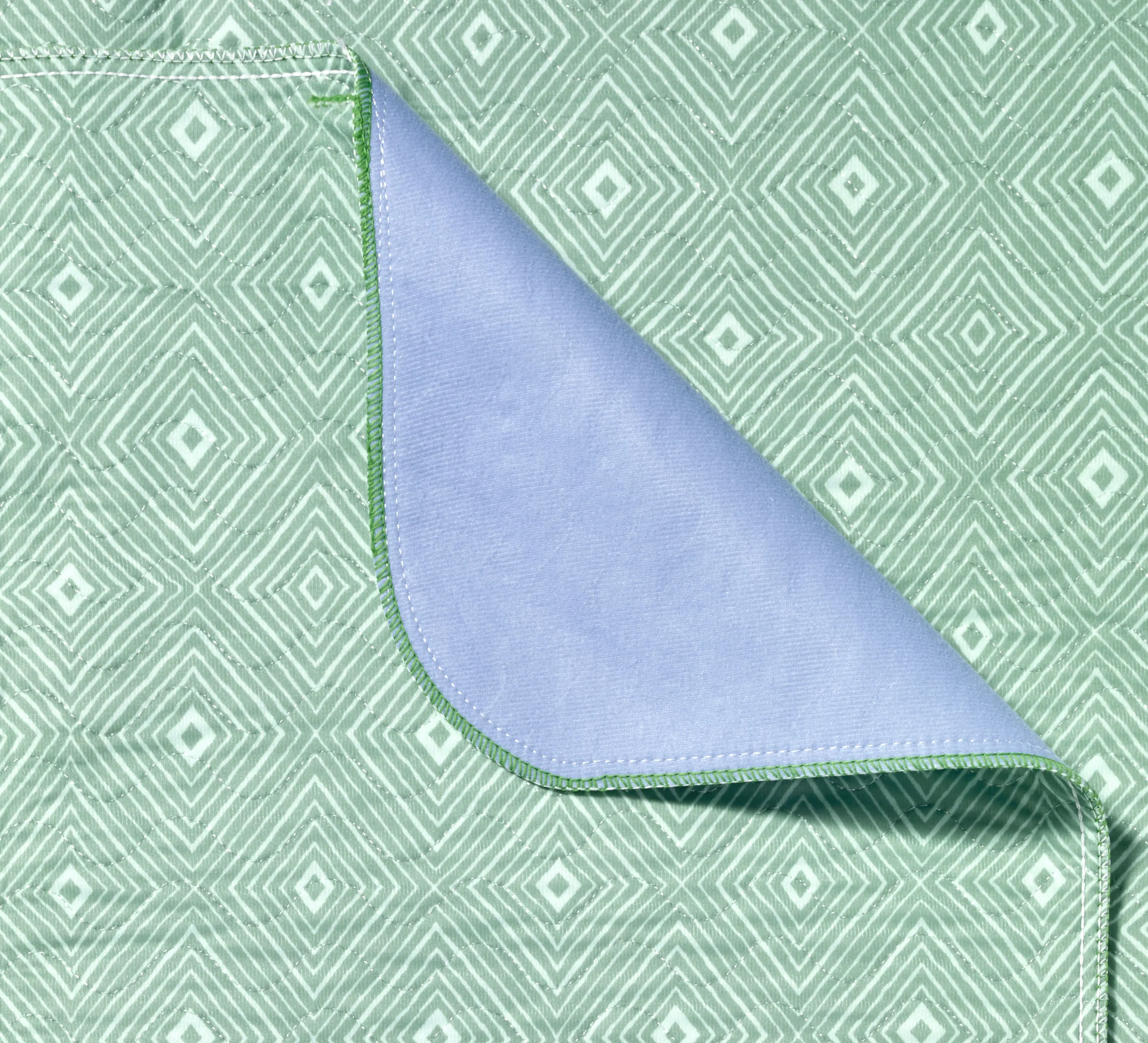 Beck's Classic Reusable Underpad White Backsheet Laminated Polyurethane Green Diamond Pattern 34 x 36