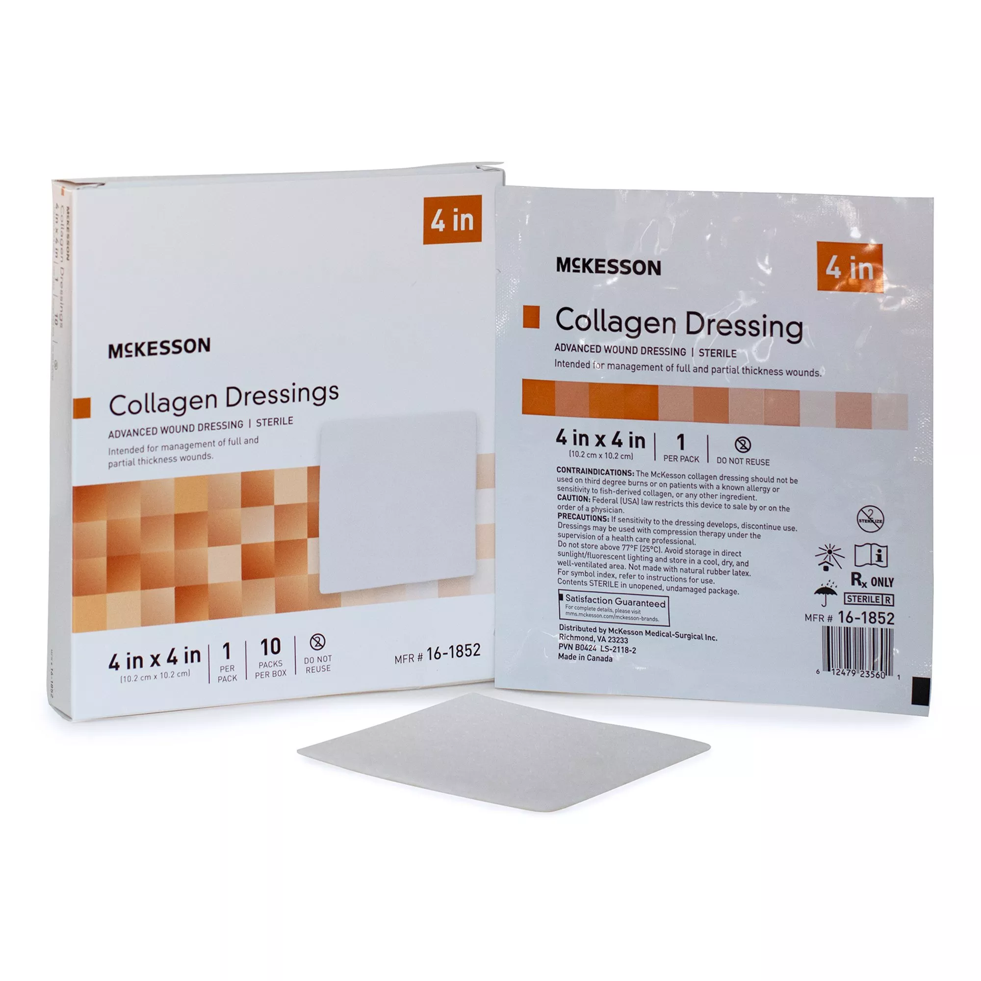 Collagen Dressing McKesson 4 X 4 Inch Square Sterile - Medex Supply