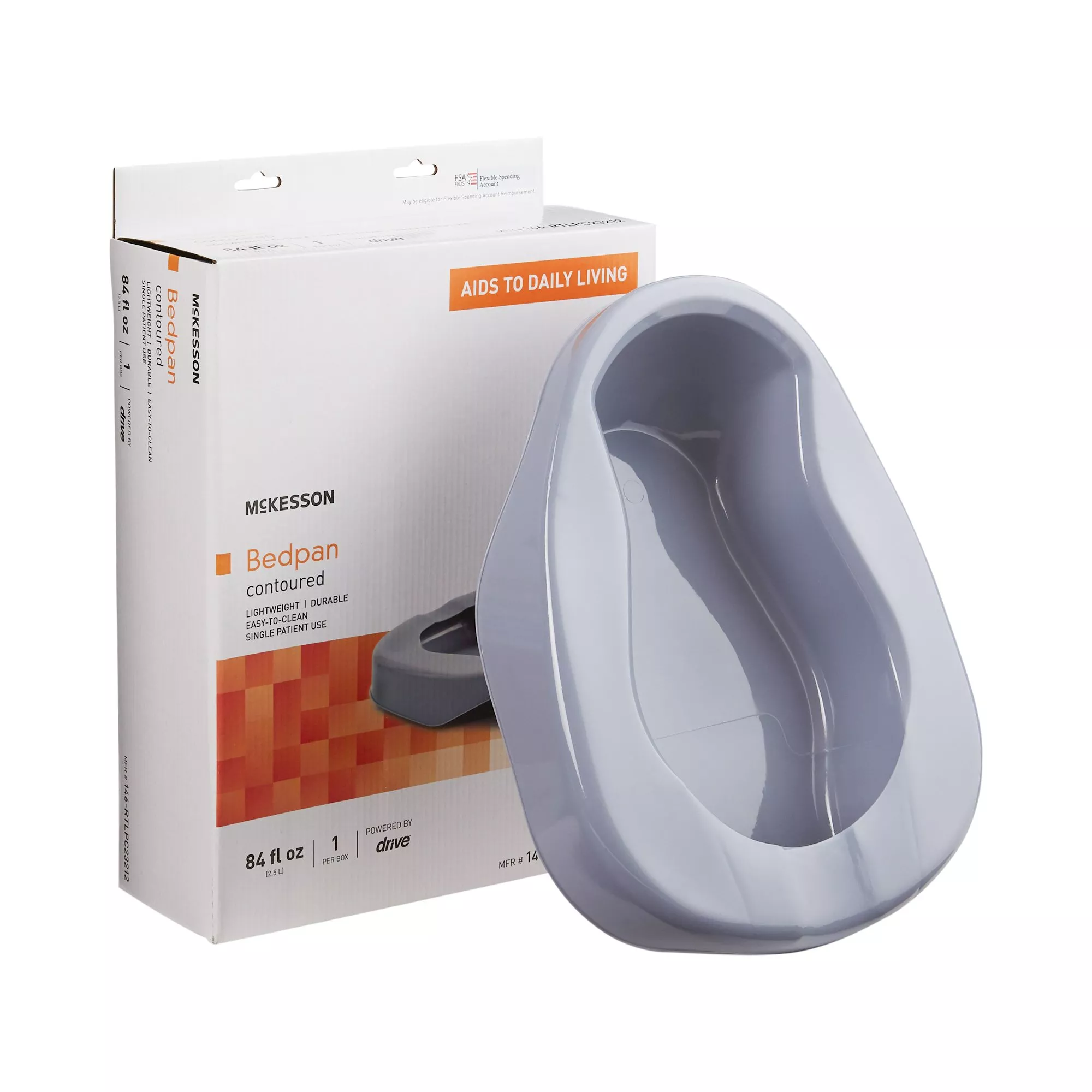 Contoured Bedpan McKesson Gray 84 oz. / 2484 mL - Medex Supply