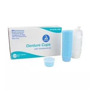 Denture Cup w/ Lid 8 oz Blue