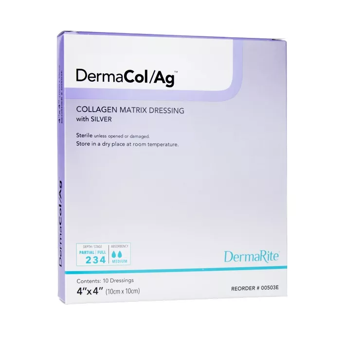 DermaCol Ag Collagen Matrix Wound Dressing with Silver 4 x 4