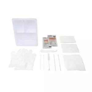 Dynarex Tracheostomy Care Kit Three Compartment Tray with Vinyl Gloves and Peroxide