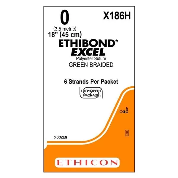 Ethibond Excel Suture 0 6-18" Polyester Braid Green 36/Bx - Medex Supply