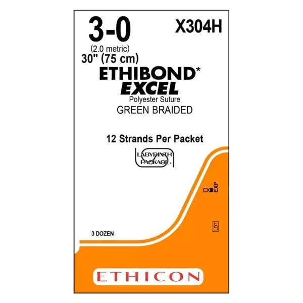 Ethibond Excel Suture 3-0 12-30" Polyester Braid Green 36/Bx - Medex Supply
