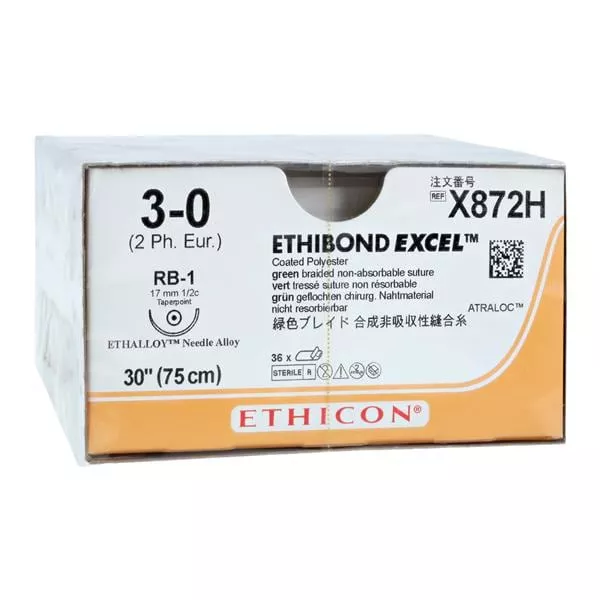 Ethibond Excel Suture 3-0 30" Polyester Braid RB-1 Green 36/Bx - Medex Supply