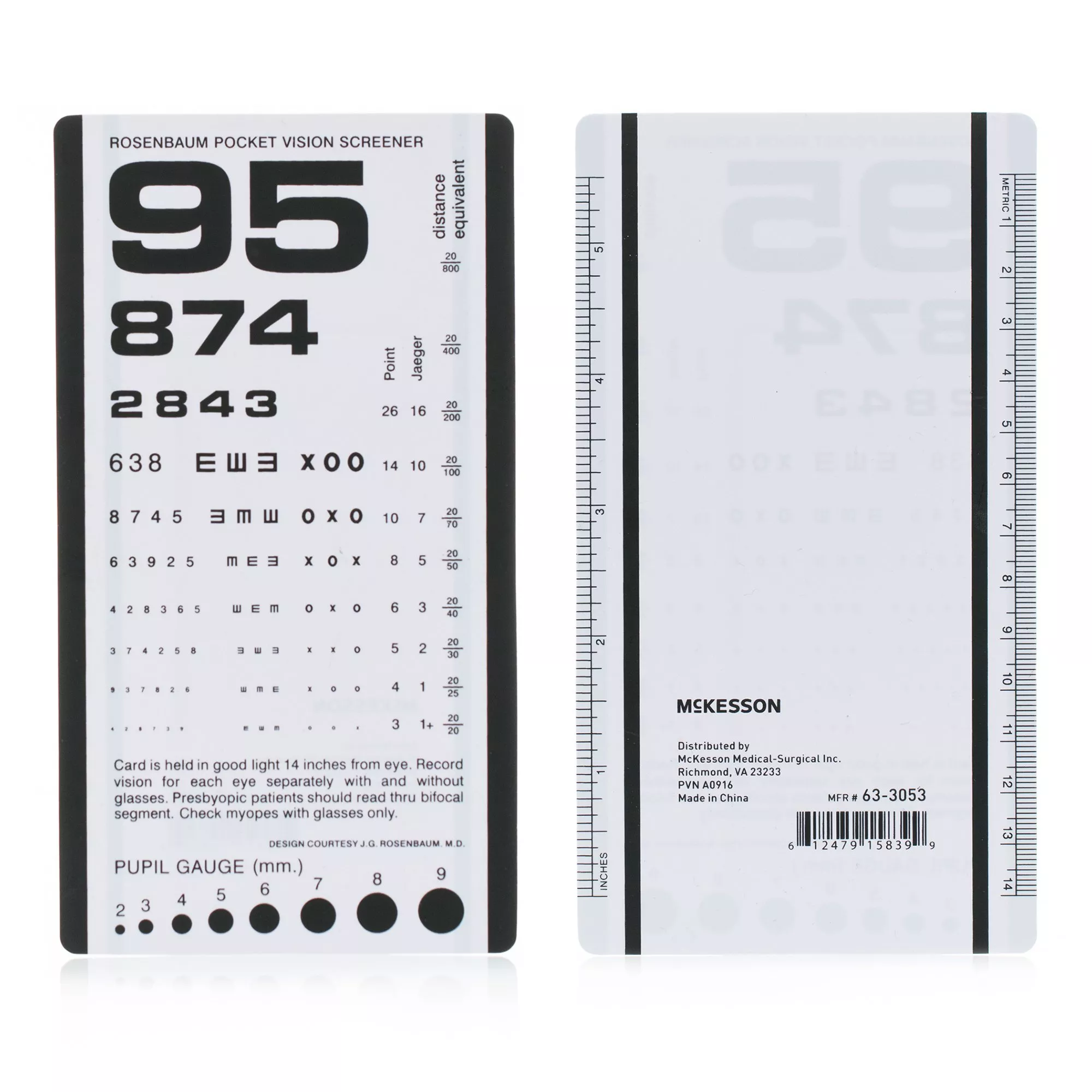Eye Chart McKesson 14 Inch Distance Acuity Test - Medex Supply