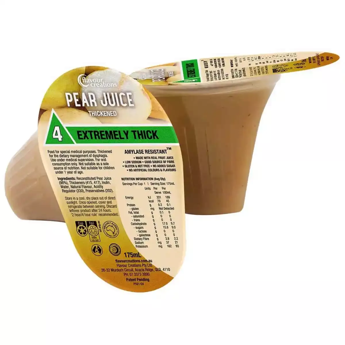 Flavour Creations Pear Juice Level 4 Extremely Thick 900 Dysphagia Cup 175 Ml