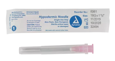 Hypodermic Needle, 18G, 1 1/2" needle - Medex Supply