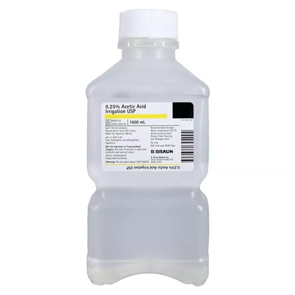 Irrigation Solution Acetic Acid 0.25% 1000mL Plastic Injection Container - Medex Supply