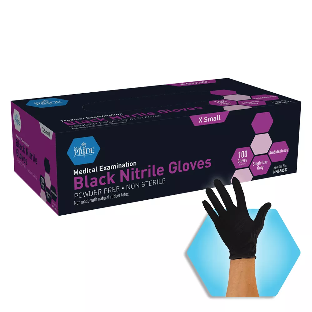 MedPride Black Nitrile Gloves 1000/Case - Medex Supply