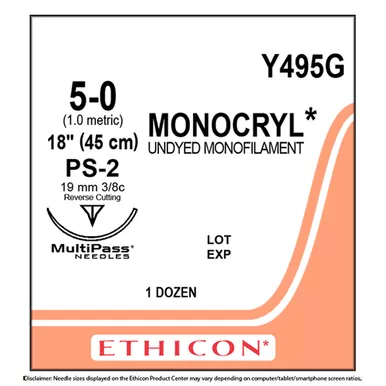 MONOCRYL Suture, Undyed, 5-0, PS-2, 18"