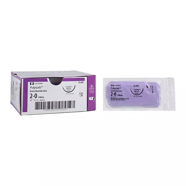 Polysorb Suture 2-0 30" Polyester Braid GS-21 Undyed 36/Case - Medex Supply