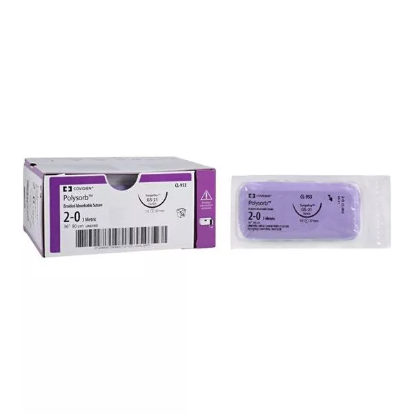 Polysorb Suture 2-0 30" Polyester Braid V-20 Undyed 36/Case - Medex Supply