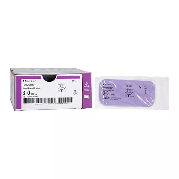 Polysorb Suture 3-0 18" Polyester Braid C-13 Undyed 36/Case - Medex Supply