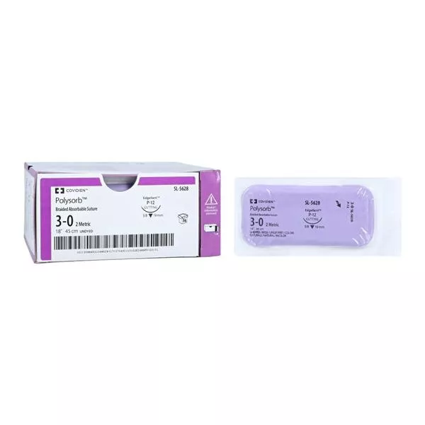 Polysorb Suture 3-0 18" Polyester Braid P-12 Undyed 36/Case - Medex Supply