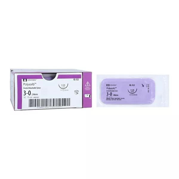 Polysorb Suture 3-0 30" Polyester Braid V-20 Undyed 36/Case - Medex Supply