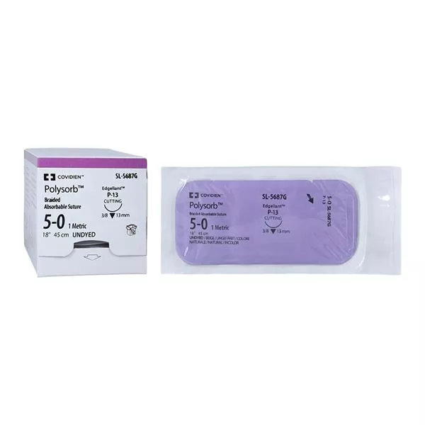 Polysorb Suture 5-0 18" Polyester Braid P-13 Undyed 12/Case - Medex Supply
