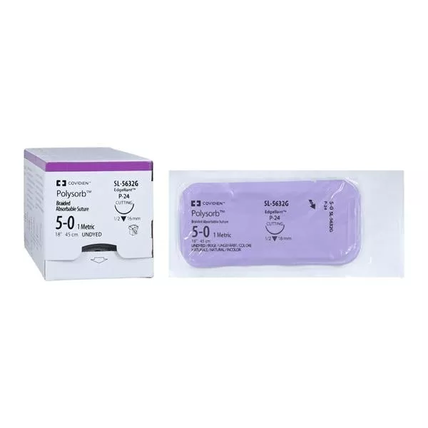 Polysorb Suture 5-0 18" Polyester Braid P-24 Undyed 12/Case - Medex Supply