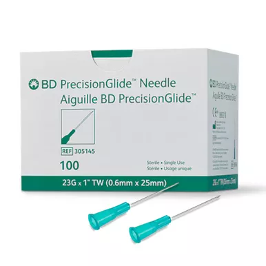 PrecisionGlide Hypodermic Needle 23Gx1" Turquoise Conventional 100/Box