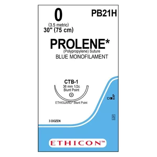 Prolene Suture 0 30" Polypropylene Monofilament CTB-1 Blue 36/Bx - Medex Supply