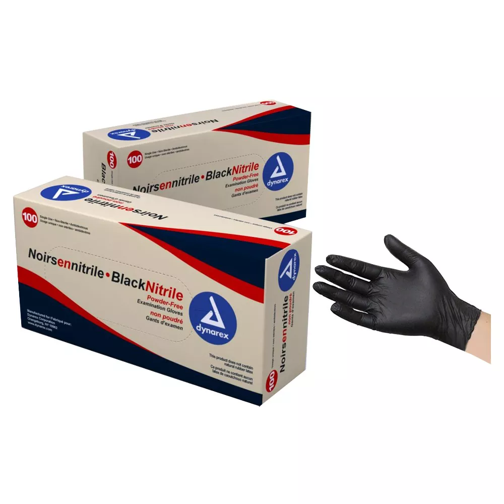 Safe-Touch Nitrile Examination Gloves Powder-Free Small Black