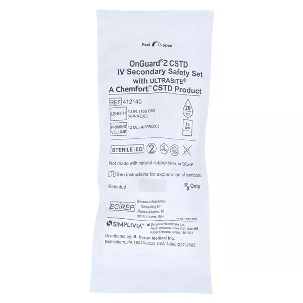 Secondary IV Administration Set OnGuard 2 Gravity Primary Closed System Transfer Set 50/Ca - Medex Supply