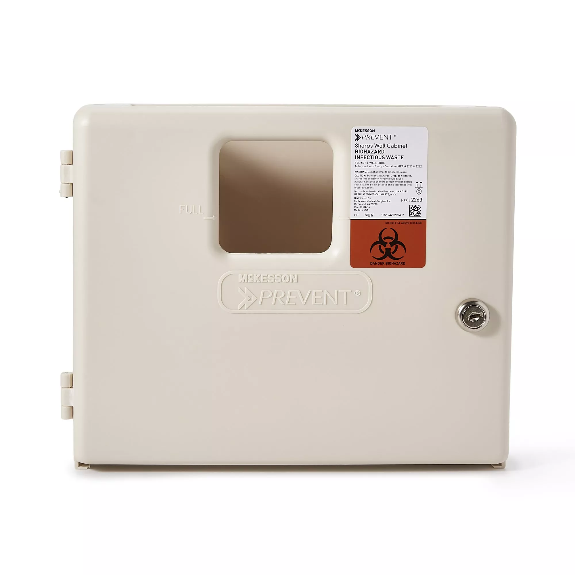 Sharps Container Cabinet / Wall Enclosure McKesson Prevent High Impact Polystyrene Wall Mount Locking - Medex Supply