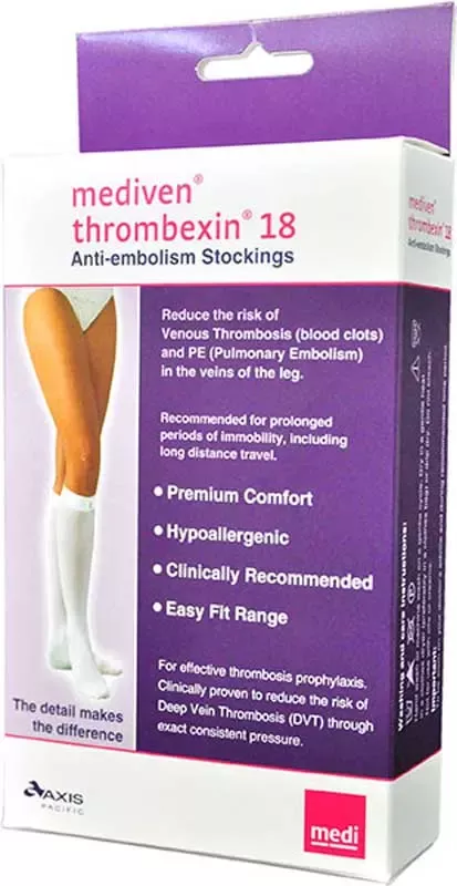 Thrombexin Stock Anti/Emb Medium Ankle 23 25 Cm Knee White
