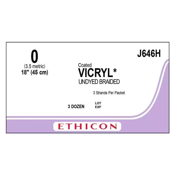 Vicryl Suture 0 3-18" Polyglactin 910 Braid Undyed 36/Bx - Medex Supply