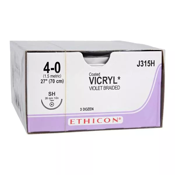 Vicryl Suture 4-0 27" Polyglactin 910 Braid SH Violet 36/Bx - Medex Supply